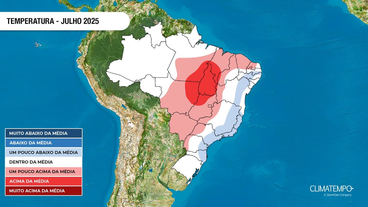 Imagem da notícia Previsão para julho de 2025 indica menos frio e menos chuva do que em junho