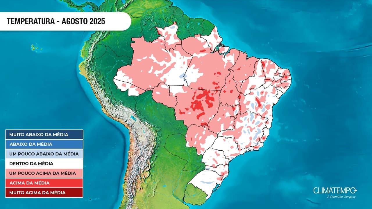 Imagem da notícia Previsão do clima no Brasil em agosto de 2025