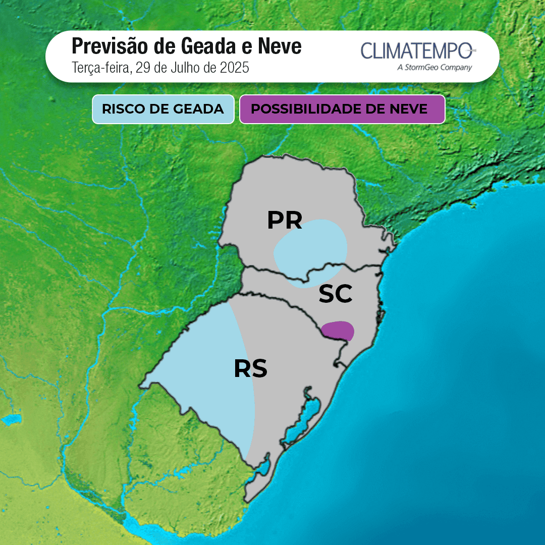 Frio intenso, geada e neve