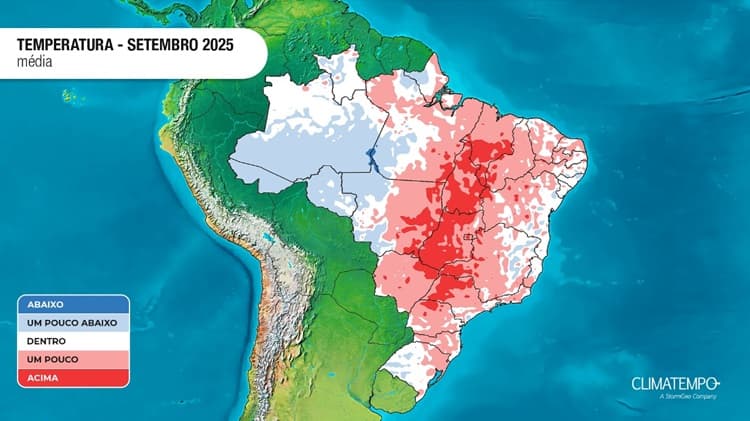Imagem da notícia Previsão do clima no Brasil em setembro de 2025