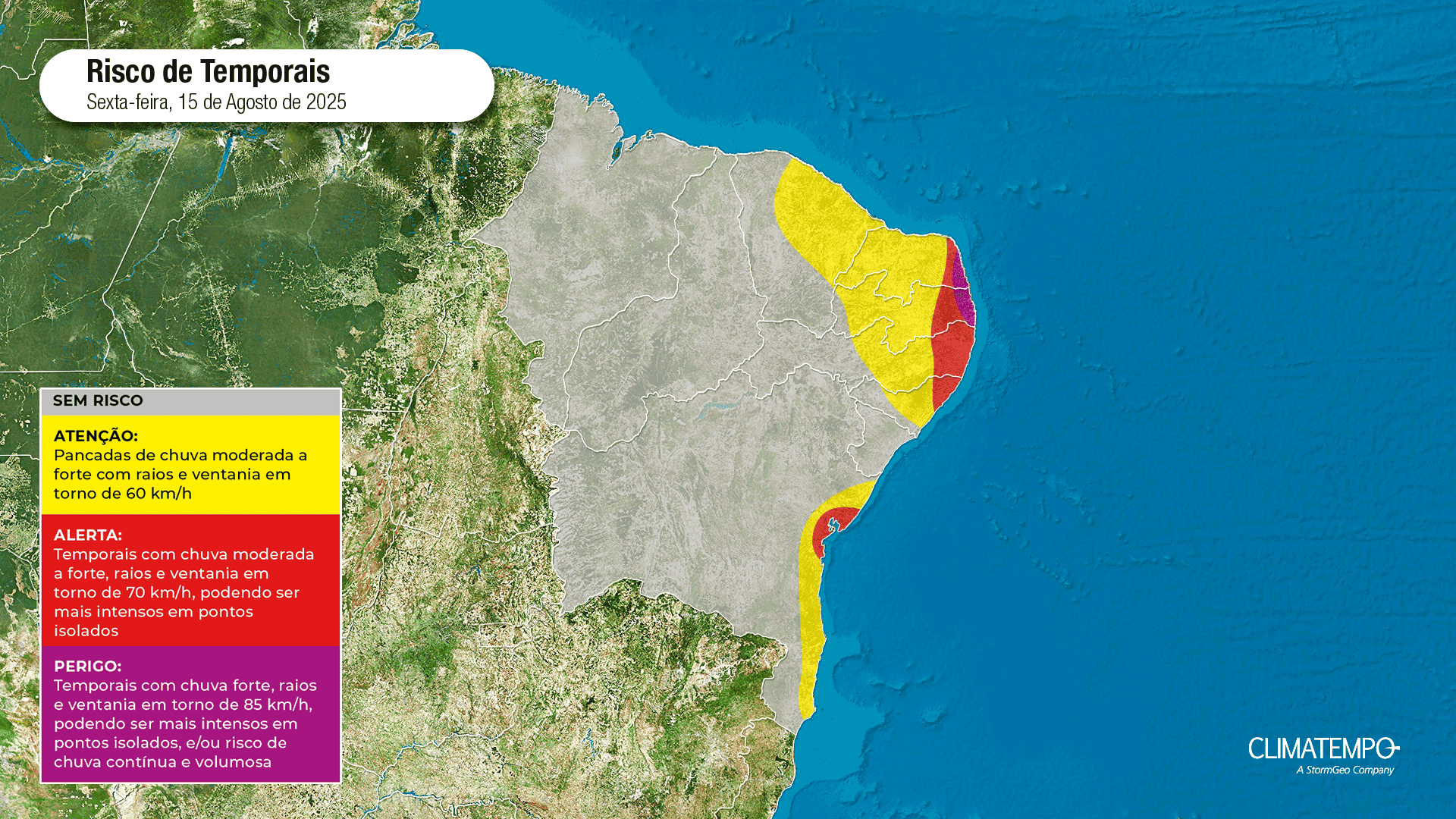 Chuva volumosa, perigo, litoral do nordeste