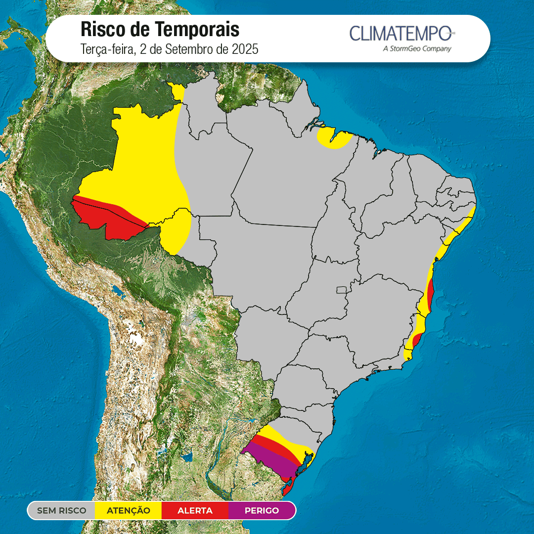Perigo, temporal, tempo severo, granizo, alerta, Rio Grande do Sul