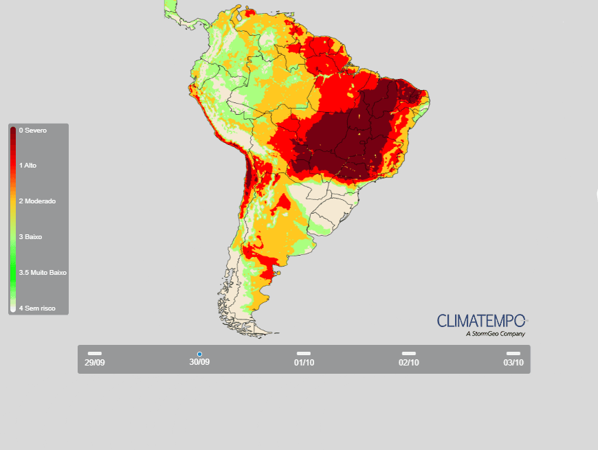 Alerta, queimadas, ar seco, interior do BR