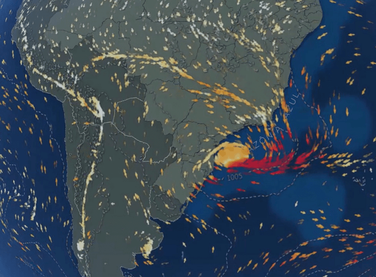 Imagem da notícia Ciclone extratropical deixa Sul, Sudeste e Centro-Oeste em alerta para tempestades e ventania