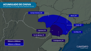 Acumulado de chuva esperado até domingo (14)