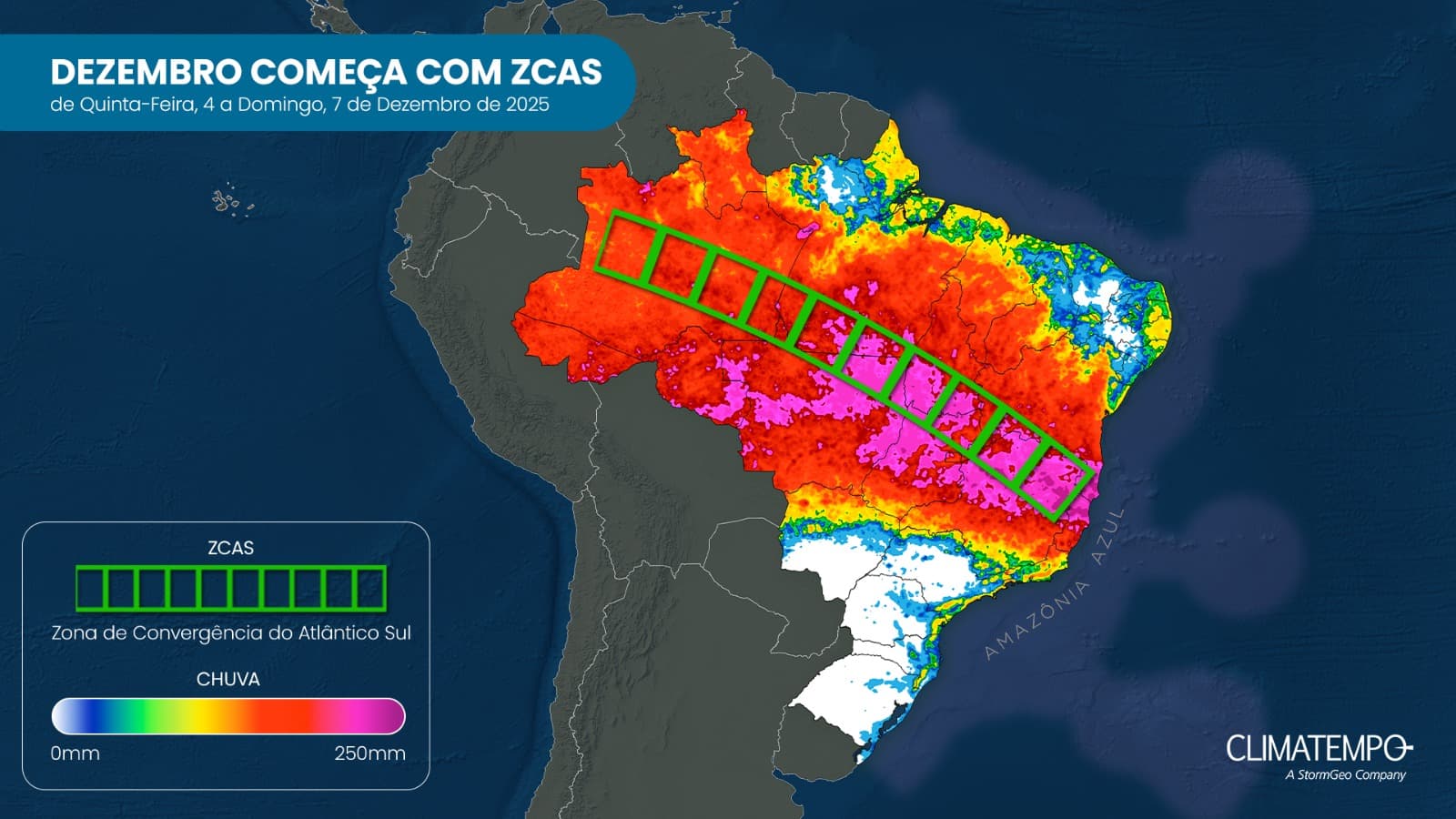 Imagem da notícia ZCAS marca o fim da primeira semana de dezembro