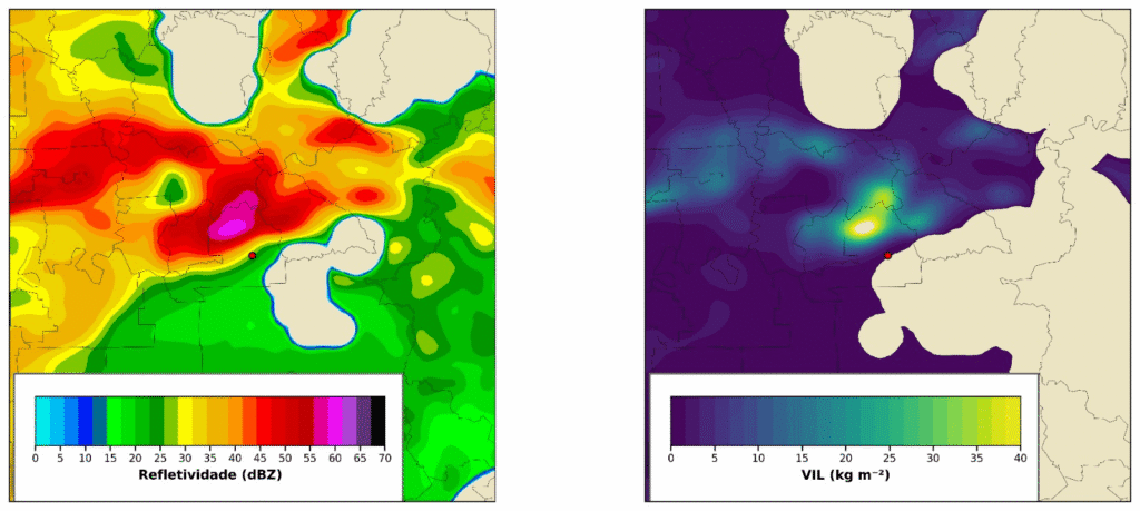 Imagens do radar da da Defesa Civil RS, operado pela Climatempo Imagens do radar da da Defesa Civil RS, operado pela Climatempo