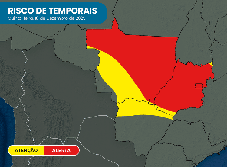Imagem da notícia Temporais continuam no Centro-Oeste e mantêm alerta para o Mato Grosso