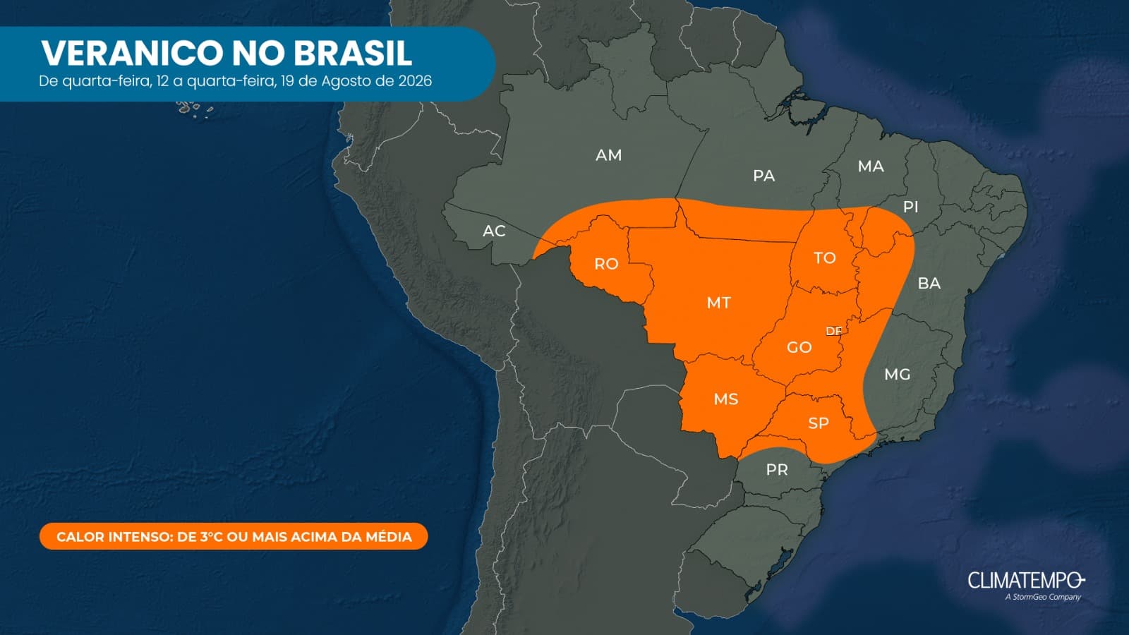 Imagem de destaque da notícia Novo veranico se instala sobre o Brasil