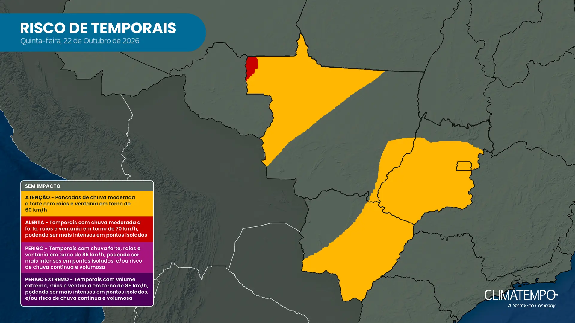 Temporais avançam sobre Mato Grosso do Sul e Goiás; veja áreas de maior atenção