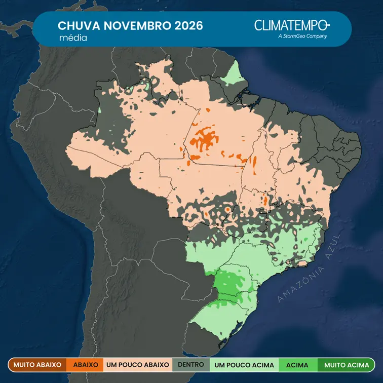 Imagem de destaque da notícia Clima em novembro de 2026 no Brasil