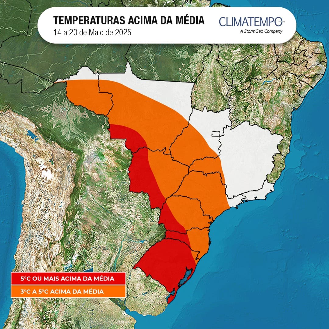 Imagem da notícia Centro-sul do Brasil enfrenta novo veranico em maio Imagem da notícia Centro-sul do Brasil enfrenta novo veranico em maio