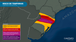Risco de temporais para a quarta-feira na Região Sul. Risco de temporais para a quarta-feira na Região Sul.