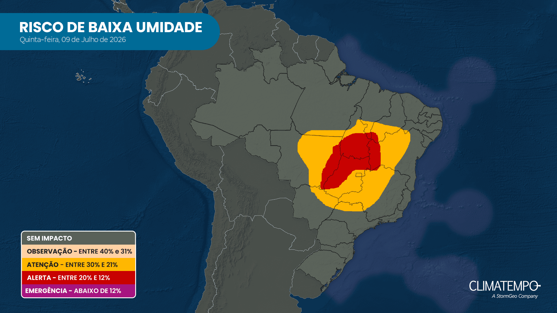 Imagem da notícia Risco de queimadas continua elevado sobre o Brasil Central Imagem da notícia Risco de queimadas continua elevado sobre o Brasil Central
