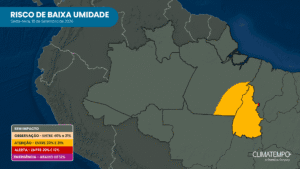 Risco de umidade na Região Norte para sexta-feira (18/09). Risco de umidade na Região Norte para sexta-feira (18/09).