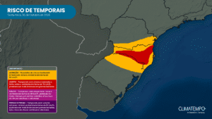 Mapa de risco de temporais na Região Sul para sexta-feira (30/10). Mapa de risco de temporais na Região Sul para sexta-feira (30/10).