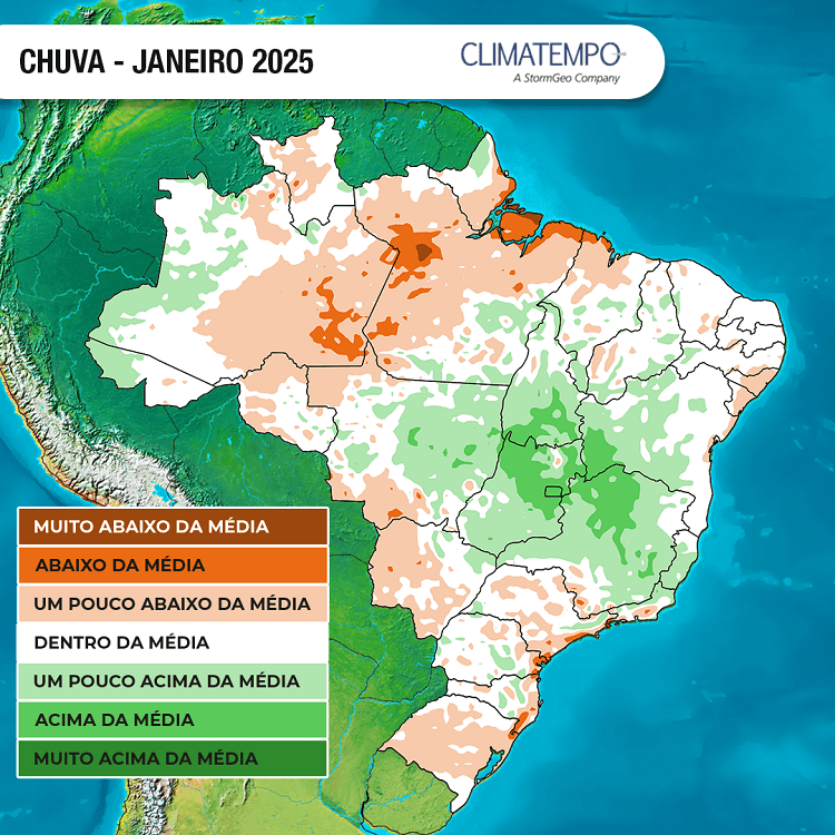 Imagem da notícia Mais canais de umidade irão se formar ao longo de janeiro de 2025 Imagem da notícia Mais canais de umidade irão se formar ao longo de janeiro de 2025