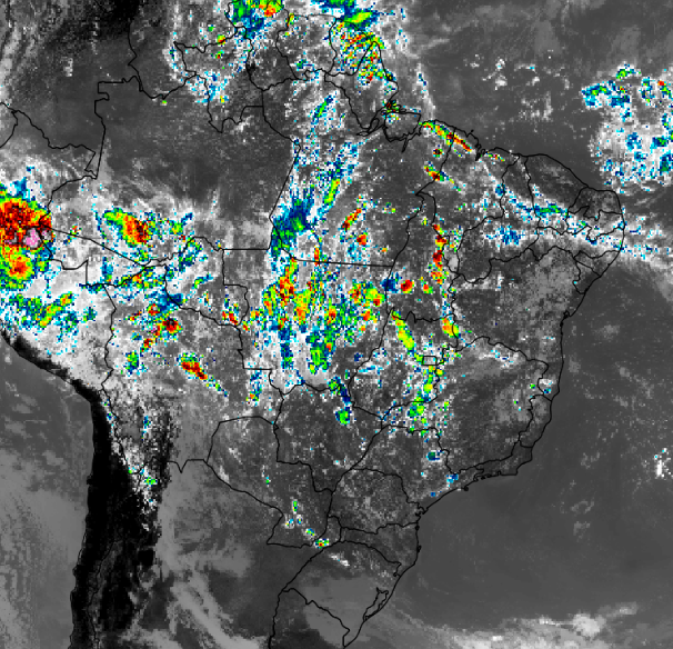 Mapa de satélite com nuvens